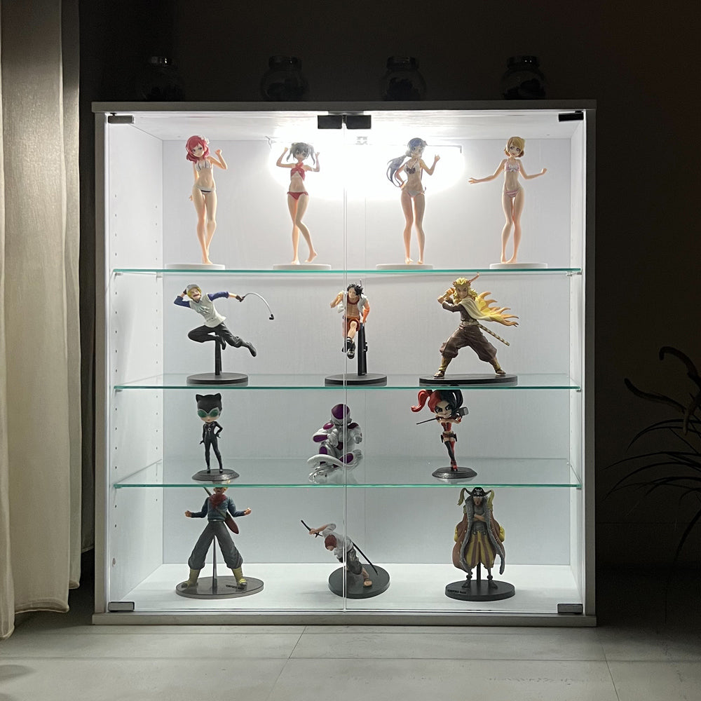 附LED燈60公分低甲醛四層落地式玻璃展示櫃(公仔櫃/櫃子 模型櫃 公仔櫃 書櫃 收納櫃 置物櫃 玄關櫃 GK)