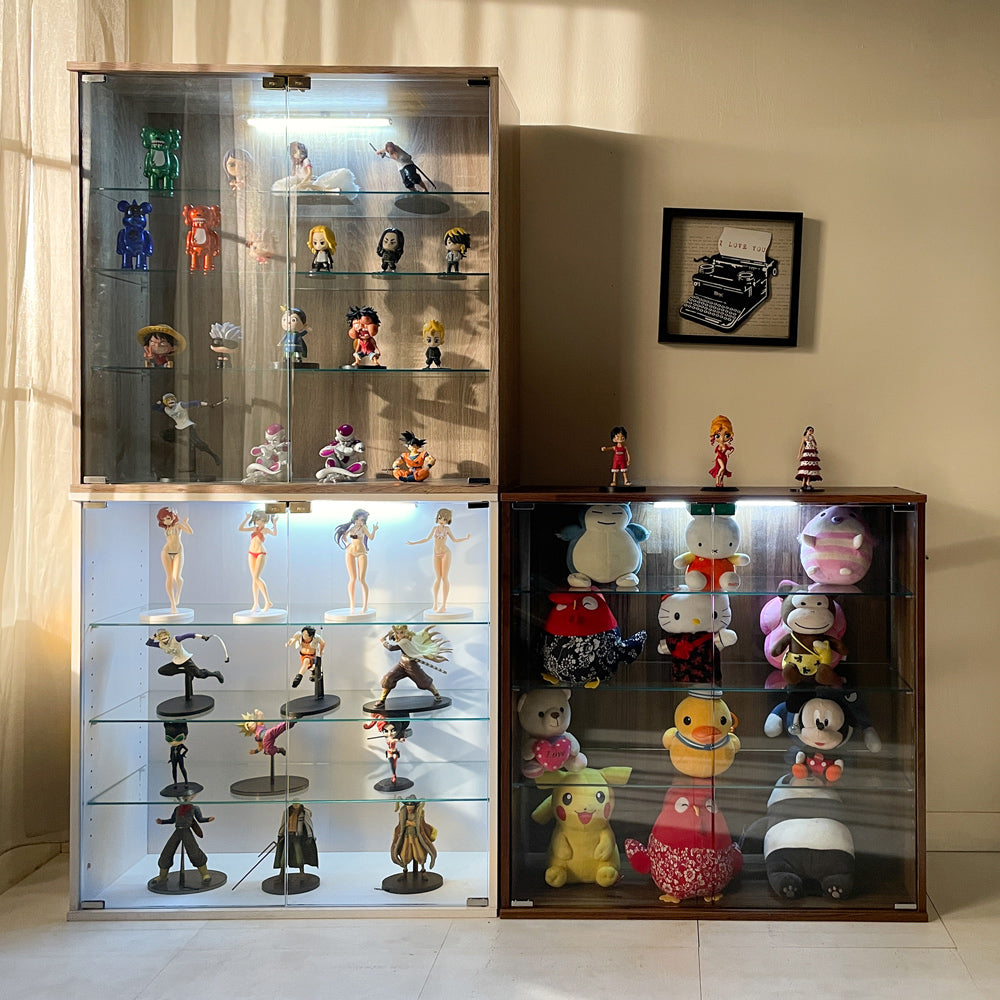 附LED燈60公分低甲醛四層落地式玻璃展示櫃(公仔櫃/櫃子 模型櫃 公仔櫃 書櫃 收納櫃 置物櫃 玄關櫃 GK)